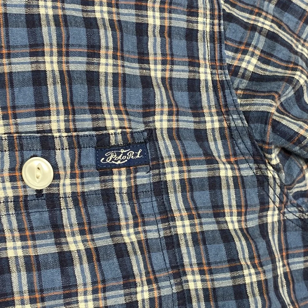 Polo Ralph Lauren Shirt Mens Large Blue‎ Plaid Button Down Long Sleeve Casual